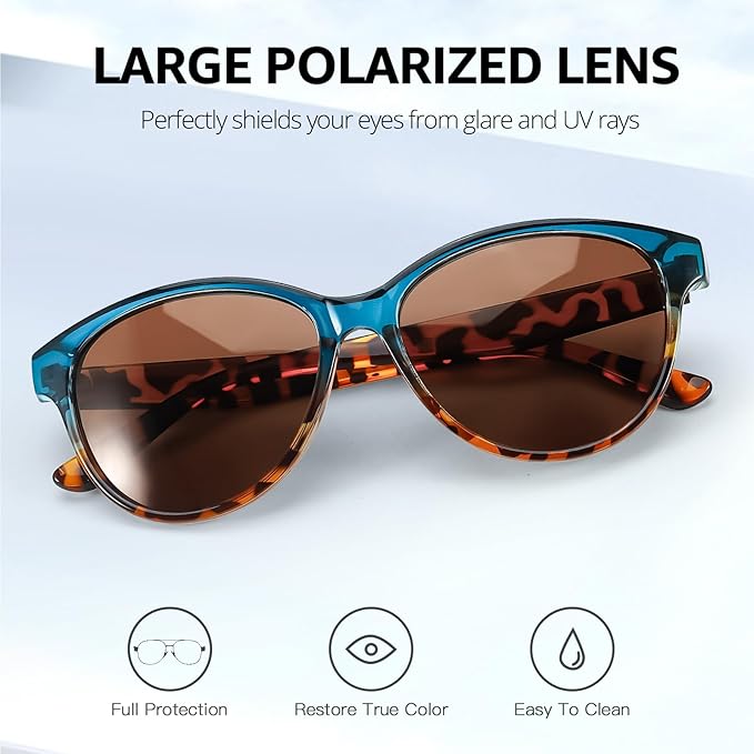 Myiaur Polarized Sunglasses for Women, Trendy Cat Eye Sun Glasses UV400 Protection Classic Retro Shade 2 Pack