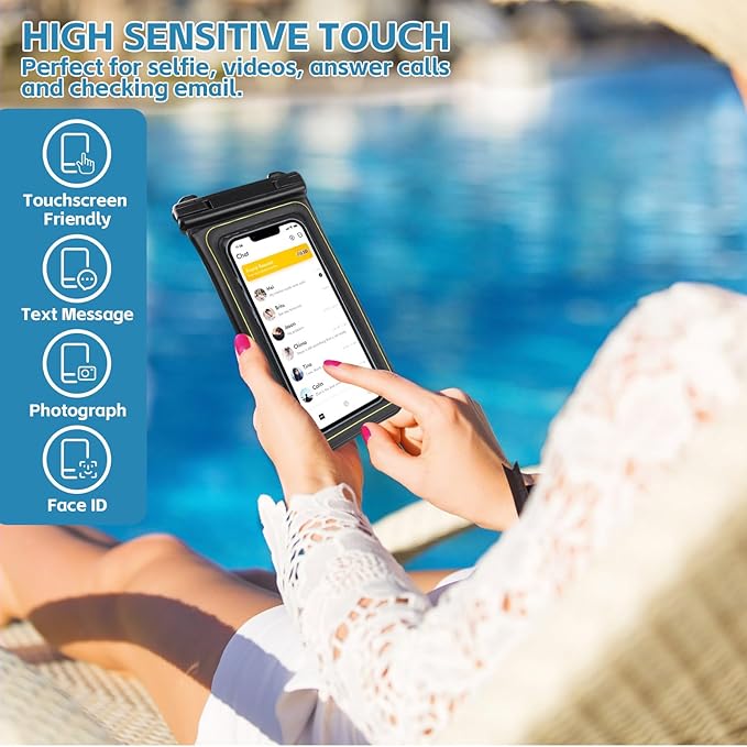 Waterproof Phone Pouch - IP68 Floating Waterproof Phone Case [Beach Cruise Essentials], Cellphone Dry Bag for 15/14/13/12/11 Pro Max Plus Up to 6.8'' Black