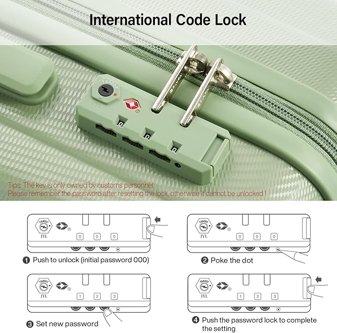 Hanke Hardshell Luggage Sets 3 Piece Extra Large Suitcases with Lock,28 Inch Luggage with Spinner Wheels, PC Travel Suitcase for Women Men 20 24 29Inch,Bamboo Green