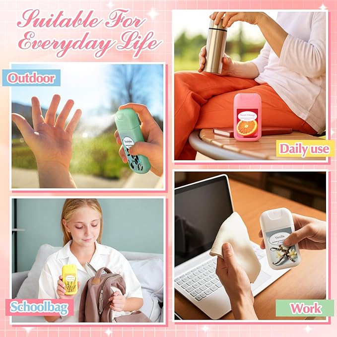 6 Pack Hydrating Hand Sanitizer Spray Scented Hand Sanitizer Travel Size Portable Pocket Spray Reusable Sprayer Bottle for Women Coworker Staff Teacher Holiday Favor