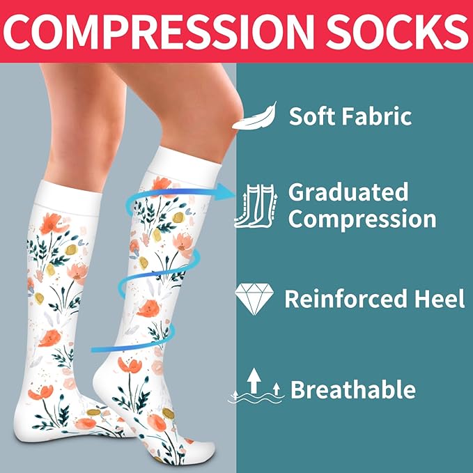 Laite Hebe 4 Pairs-Compression Socks for Women&Men Circulation-Best Support for Nurses,Running,Athletic