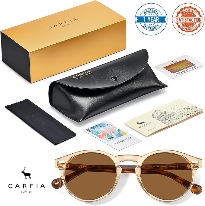 CARFIA Polarized Sunglasses for Women UV Protection Small Face Acetate Frame CA5288