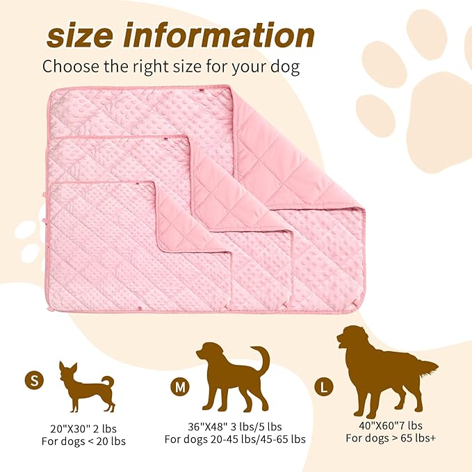 yescool Pink Weighted Blanket for Dogs, 5 lb Thunder Blankets Shirt for Dogs, 36 x 48 inch Medium Puppy Blanket for 45-65lb, Weighted Pet Blankets for Thunderstorms, Fireworks and Construction Noise