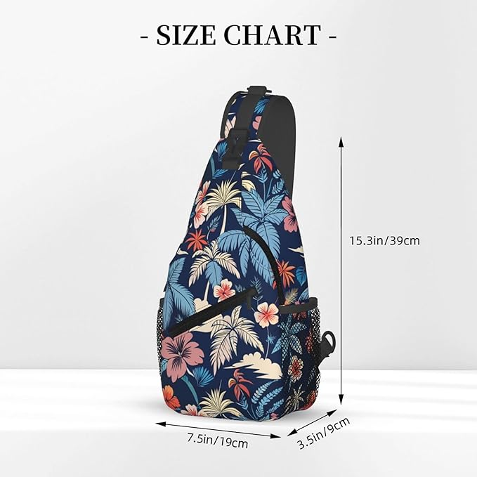 Hawaii Tropical Palm Sling Backpack Crossbody Bag Casual Chest Bags Travel Hiking Daypack Shoulder Bag for Women Men