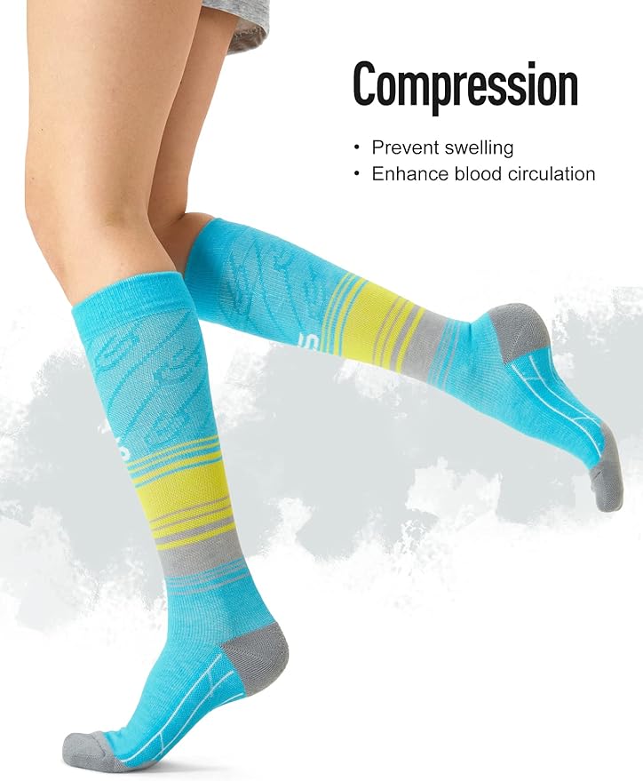 CS CELERSPORT 3 Pairs Compression Socks for Men and Women 20-30mmHg Running Athletic Support Socks