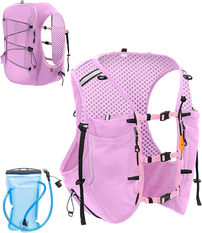 Sportsnew Running Vest for Women Men, Lightweight 10L Hydration Backpack with Waterproof Phone Pocket, Hydration Pack with Water Bladder for Hiking Trail