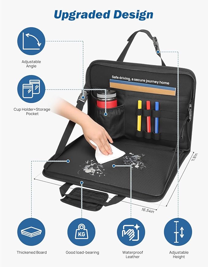 JOYTUTUS Steering Wheel Tray, Multifunctional Laptop Desk, Back Seat Headrest Table for Eating, Fit for Large Vehicles, Like Trucks, Pickups, Semi-Trailers