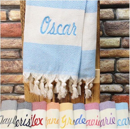 40x70 Personalized Beach Towel - Beach Bachelorette & Bridesmaid Gifts - Turquoise