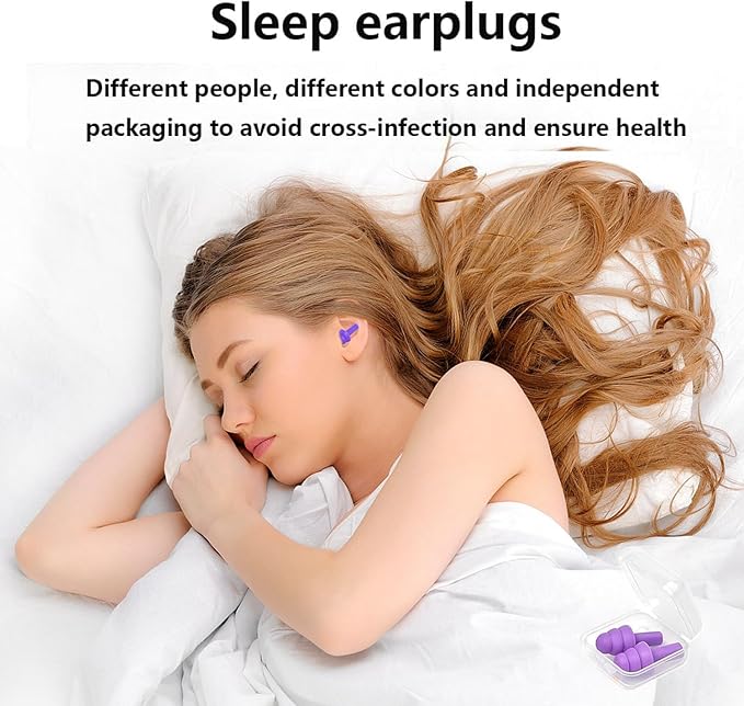 Earplugs for Sleeping Noise Cancelling, Reusable Ear Plugs– Super Soft, Silicone Ear Plug, for Sleeping 8 Pairs, Swimming, Snoring, Concerts, Work, Noisy Places (8 Colors)