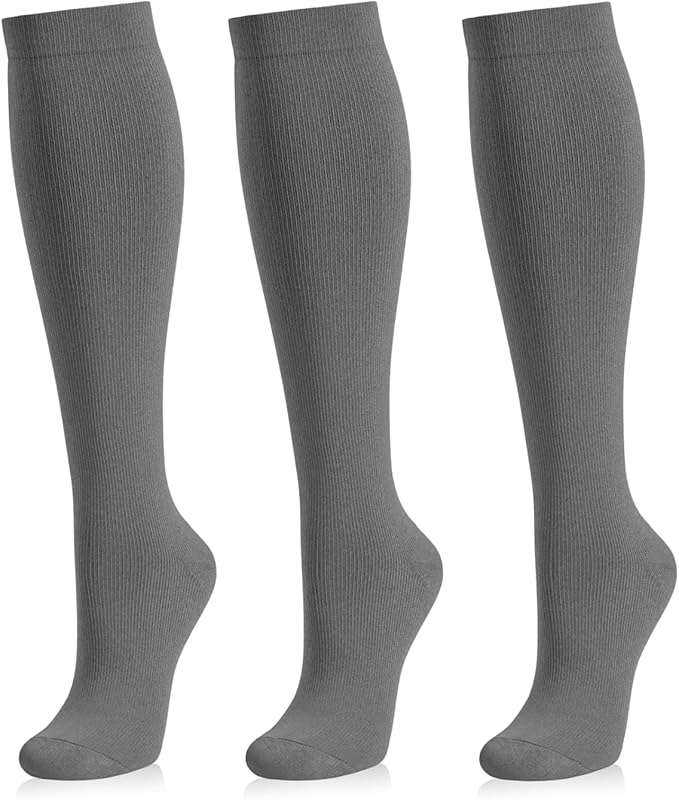 Medical Compression Socks for Women and Men 3 Pairs 20-30 mmHg Knee High Christmas Compression Stockings Circulation Best for Running Athletic Nurses