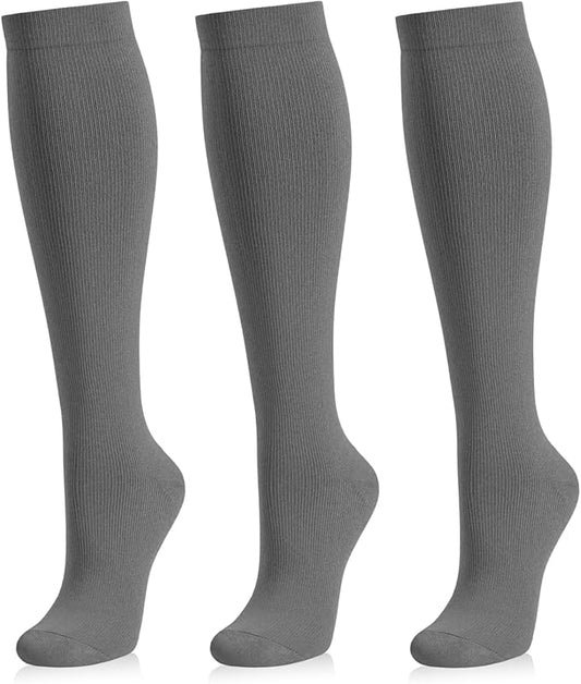 Medical Compression Socks for Women and Men 3 Pairs 20-30 mmHg Knee High Christmas Compression Stockings Circulation Best for Running Athletic Nurses