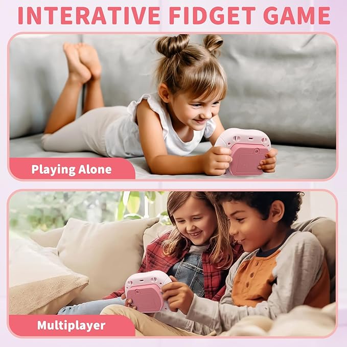 Pop Game Light Up Fidget Toy for Kids, 6 Modes LED Screen Quick Push Controller Electric Fidget Popper Bubble Game Car Games Travel Activities Birthday Toys for Girls Pink