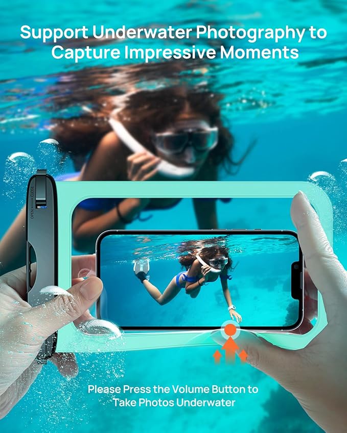 Lanhiem Large Waterproof Phone Pouch [Up to 10.5"] Universal IPX8 Waterproof Dry Bag with Lanyard for iPhone 16 Pro Max /15/14, S24 Ultra/ S23/ S22 Plus/ S23 FE, Moto G/Pixel 9 8 Pro, Black+Green