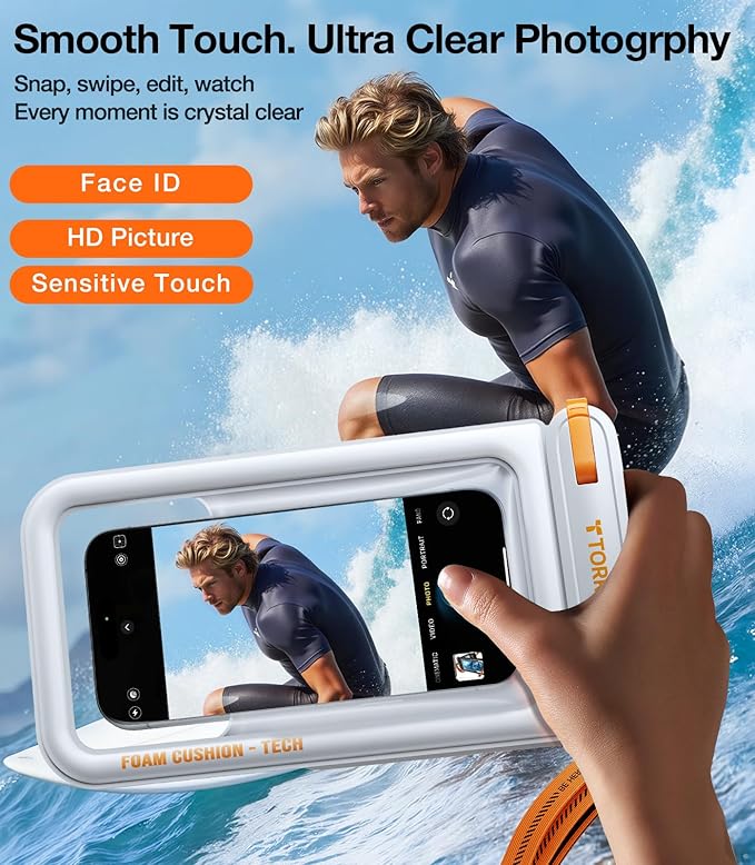 TORRAS IP68 Waterproof Phone Pouch Double Space, Floating Waterproof Phone Case with Lanyard for iPhone 17 Pro Max 16 15 14 S25 S24, Phone Dry Bag Vacation Cruise Ship Travel Essentials 7.0'', White