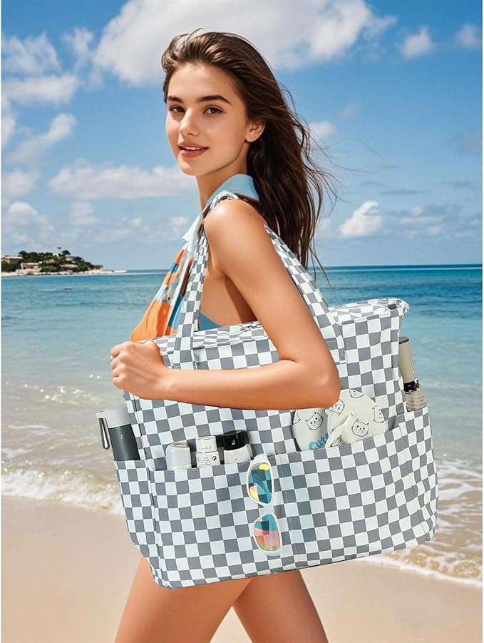 Bluboon Waterproof Beach Tote Pool Bags for Women Ladies Extra Large Carry On Bag With Wet Compartment for Weekender Travel