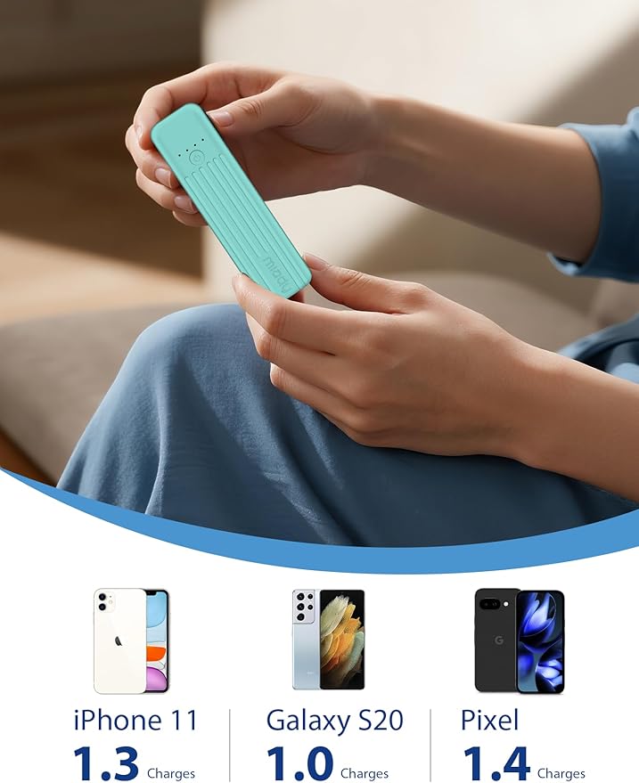 Miady 2-Pack Small Portable Charger, 5000mAh Battery Pack 3.45oz Lightweight Power Bank 5V/2.4A Output & 5V/2A Input Battery Pack Charger Mini Portable Phone Charger for iPhone, Samsung Galaxy etc