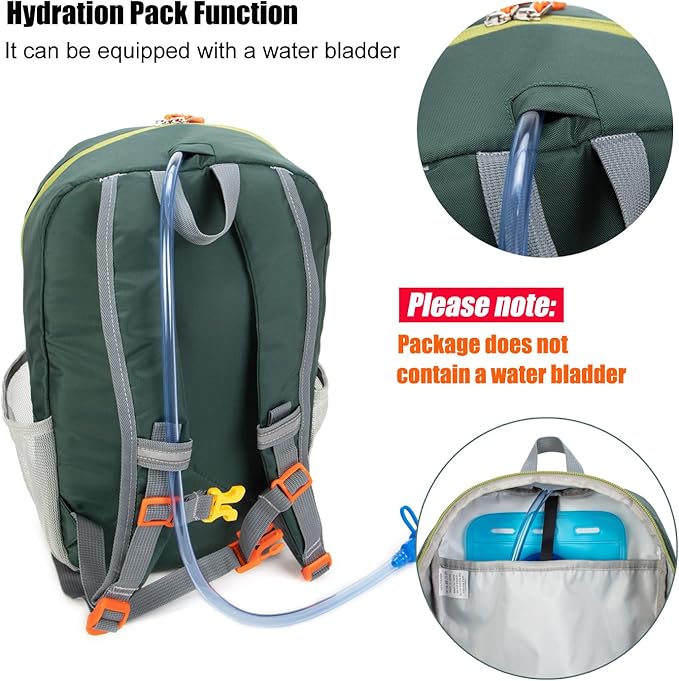 IVYGREEN Little Kids Hiking Backpack for Boys or Girls, Small Daypack for Camping or Travel (Green, Medium)