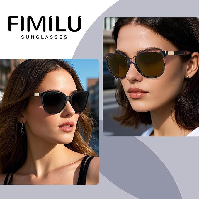 FIMILU Polarized Sunglasses for Women, Trendy Fashion Sun Glasses Square Retro Glasses UV Protection for Daily Outdoor 2pack