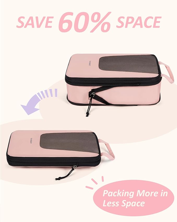 BAGSMART Compression Packing Cubes for Travel, 6 Set/5 Set/4 Set, Compression Suitcase Organizer Bags Set for Suitcases Travel Essentials, Lightweight Packing Organizers