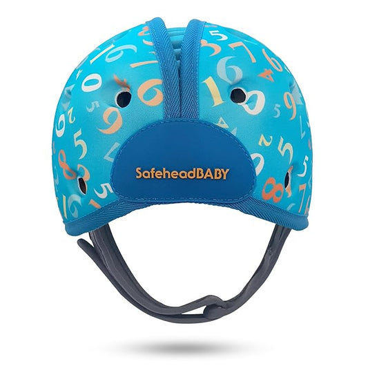 SafeheadBABY Soft Baby Head Protector Helmet for Crawling and Walking 7–24 Months – Ultra-Lightweight & Breathable Infant Safety Helmet That Grows with Your Baby (Head Circ. 40–52 cm) – Numbers Blue