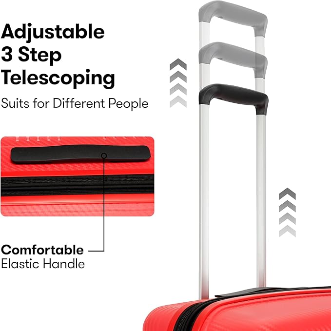 GinzaTravel Hardside Expandable Luggage with Spinner Wheels,Checked-Large 29-Inch,Red