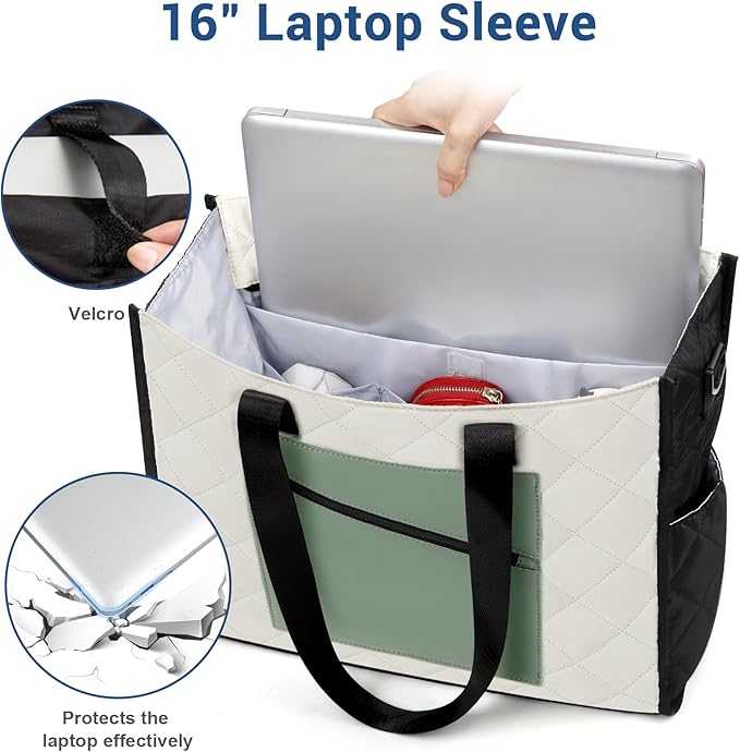 IBFUN Utility Tote Bag with 14/24 Pockets Zip Top Teacher Tote Bag for Teacher/Work Women