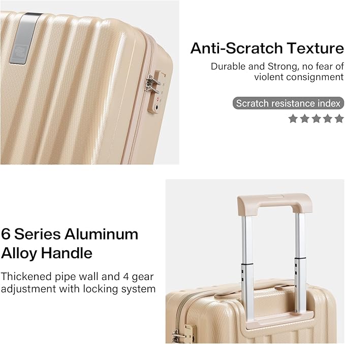 Hanke 16 Inch Underseat Carry on Suitcases with Wheels,Lightweight Hard Shell Carry on Luggage for Weekender, Travel Approved Small Suitcase,Travel Luggage for Womem Men,Cuba Sand pink.