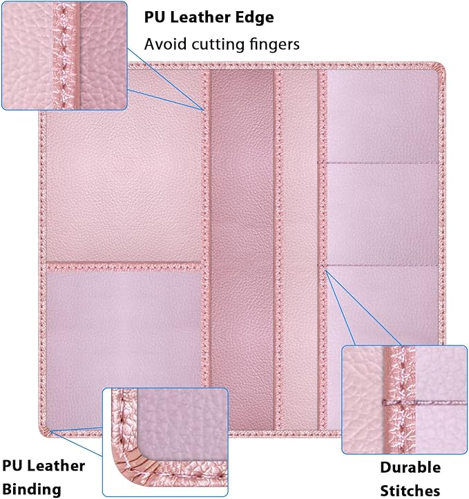 Car Insurance and Registration Holder, 9.5 x 5 Inch PU Leather Vehicle Glove Box Organizer Wallet Case for Insurance Card, Driver License, Paperwork - Rose Gold