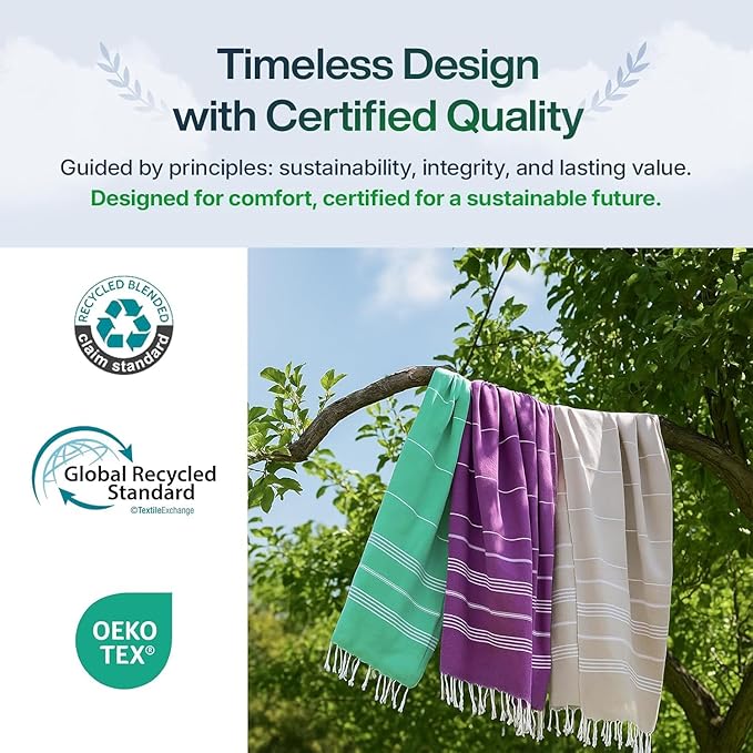 BAY LAUREL Turkish Beach Towel with Travel Bag 39 x 71 Quick Dry Sand Free Lightweight Large Oversized Towels Light - Pack of 4 (Pack of 4 - Denim Blue)