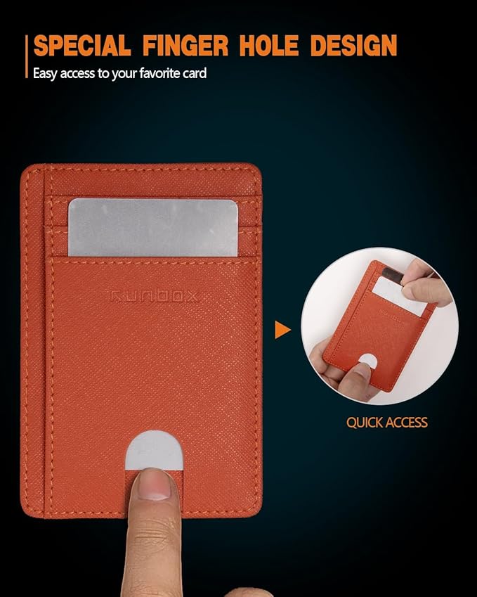 RUNBOX Slim Minimalist Front Pocket RFID Blocking Leather Wallets for Men and Women Card Holder Wallets Gifts for men