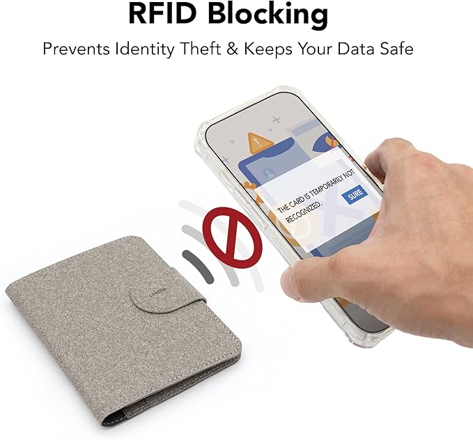 LHiDS Leatherette Passport Holder with RFID Protection, Premium PU Leather, Snap Button Closure, Travel Passport Wallet Cover for Passport, Boarding Passes, Business Cards, Cash (Grey)