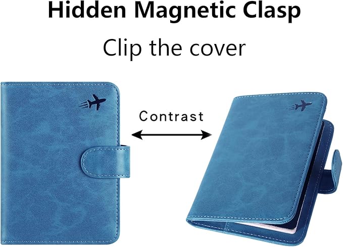 Passport Holder Cover Wallet RFID Blocking Leather Card Case Travel Accessories for Women Men (#Blue)