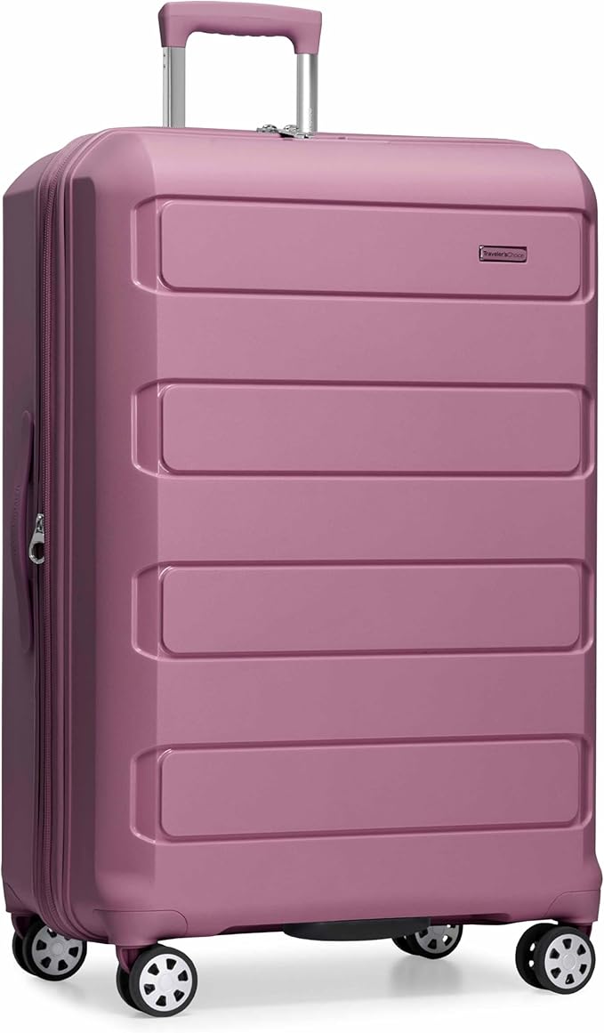 Traveler's Choice Pagosa Indestructible Hardshell Expandable Spinner Luggage, Mauve, 30-Inch Large