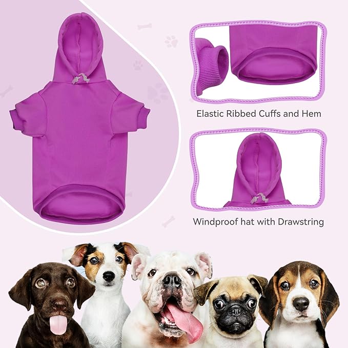 Dog Hoodie Dog Sweaters for Small Dogs,Pet Sweater Solid Soft Brushed Fleece Pet Clothes Hoodie Sweatshirt with Pocket(Purple-XS)