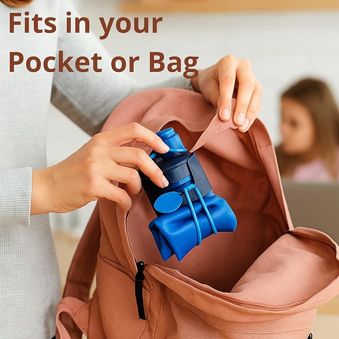 Collapsible Water Bottles Travel Water Bottle Silicone Water Bottle Foldable Lightweight Portable Leakproof & Reusable perfect for Gym Hiking Camping 500ml 17oz - BPA free -(green)