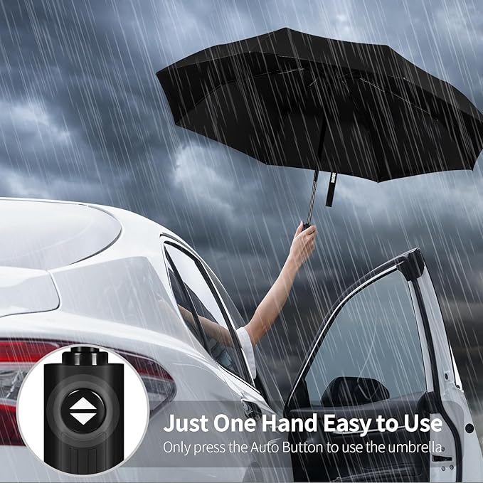 Yoobure Windproof Travel Umbrella - Automatic Umbrellas for Rain, Compact Folding Umbrella with UV Protection, Lightweight Portable Design for Backpack/Walking/Car, Sun & Storm Ready