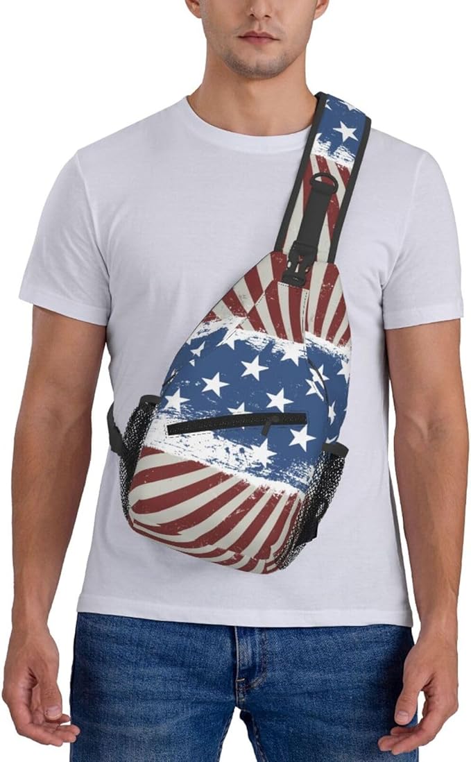 American Flag Sling Bag Multipurpose Crossbody Sling Backpack Travel Cycling Hiking Shoulder Bag For Women Men