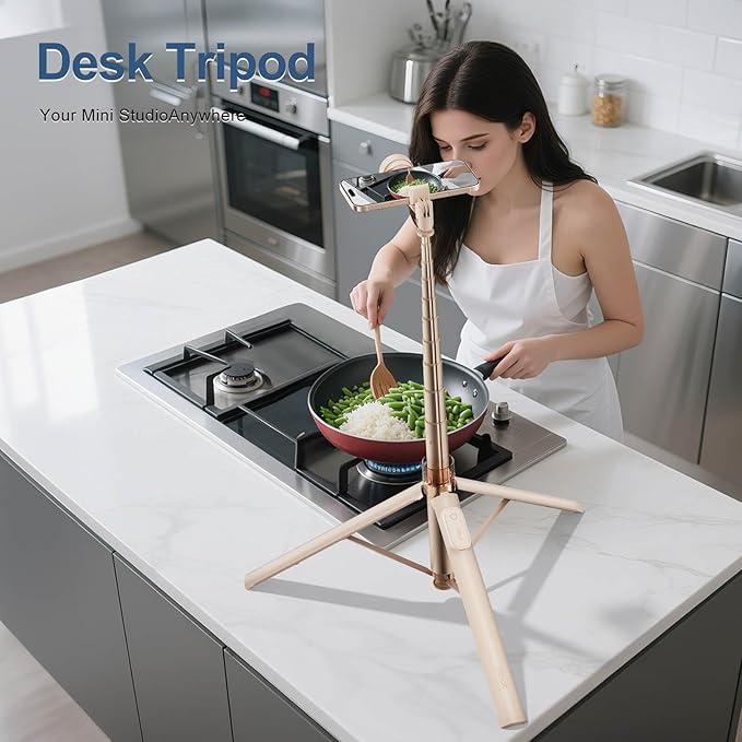 66" Automatic Phone Tripod Stand with Remote, Cell Phone Tripod for iPhone Video Recording & Live Streaming, Adjustable Selfie Stick Tripod for Content Creators, Vloggers