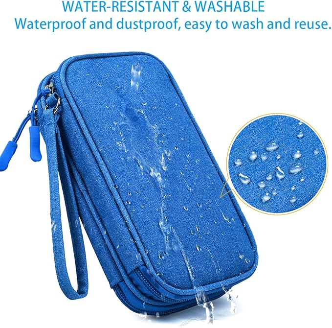 Cord Organizer Travel Cable Organizer Bag Tech Electronic Organizer Travel Case, Electronic Accessories Pouch Bag for Cable, USB, Cord, Charger, Phone, Power Bank, Earphone (Blue, Medium)