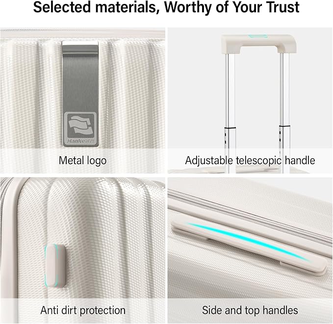 Hanke Hardshell Luggage Sets 2 Piece Extra Large Suitcases with Lock,28 Inch Luggage with Spinner Wheels, Travel Suitcase for Women Men 20 29Inch,Ivory White