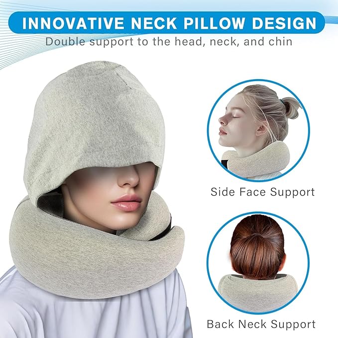 Travel Neck Pillow for Airplanes, Plus Memory Foam Pillows for Neck Support, Best Turtle Pillow for Adult Traveling Sleeping Flight Pillow Cool for Women Long Haul Flights Almohada De Viaje-XS