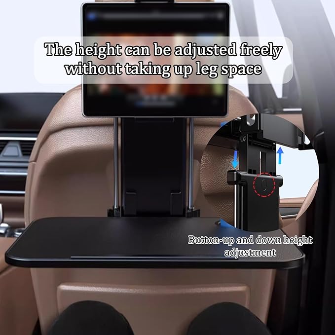 Small Car Travel Table Food Tray Multi Functional Car Backseat Tray Table,folding Car Desk for Laptop Passenger Seat Desk Car Laptop Holder for Working, Writing, Eating.(Brown)