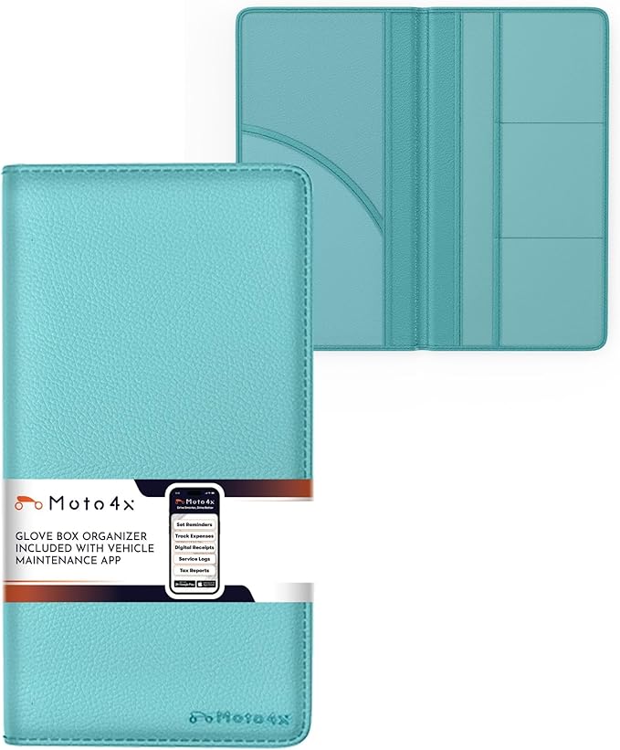 Car Registration and Insurance Card Holder, Premium PU Leather Glove box Organizer for Licence, Cards & Essential Documents in your Glove compartment, a Car Wallet for all Vehicle needs:Blue