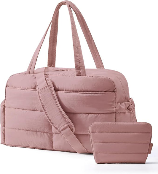 BAGSMART Gym Bag for Women with Toiletry Pouch, Lightweight Weekender Bags for Women with Wet Pocket, 31L Travel Duffle Carry On Bag, Weekender Overnight Bag for Travel,Water Resistant,Dark Pink