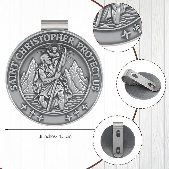 Christmas Car Registration and Insurance Card Holder Christmas Gift for Driver Include 1pcs Saint Christopher Medal, 1pcs Leather Vehicle Insurance Wallet Interior Car Accessories License
