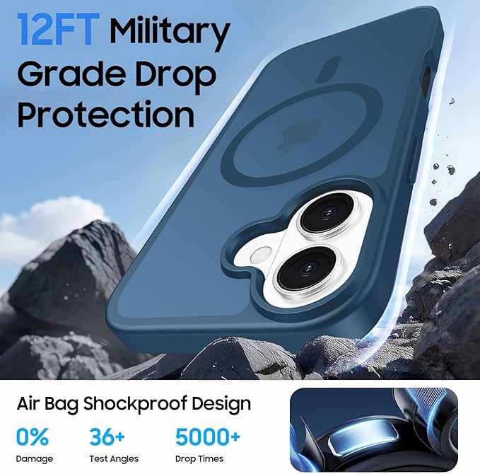 Ntwinro Magnetic for iPhone 16 Plus Case (Compatible with MagSafe) with Detachable Wallet & Card Holder for 3 Cards [RFID Blocking] Military Grade Protective Slim Phone Cover, Deep Blue