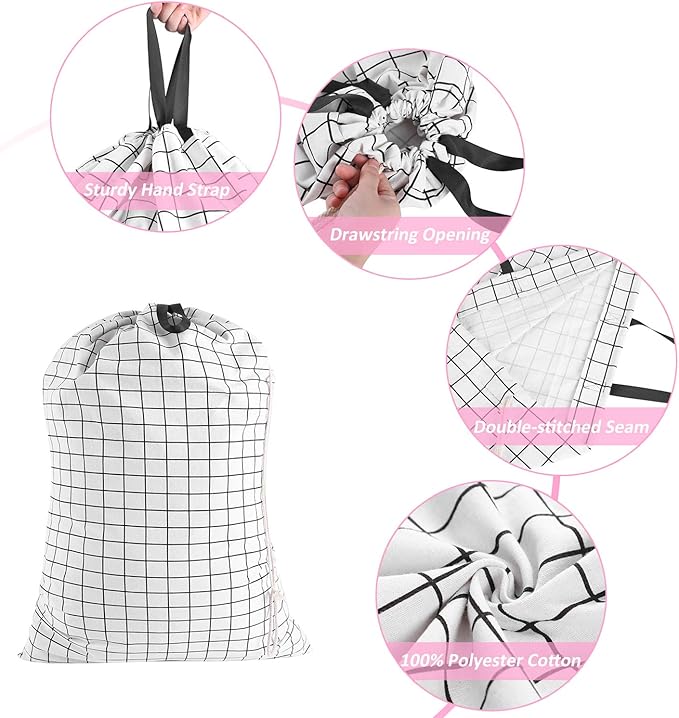 SWISSELITE Heavy Duty Laundry Drawstring Bag with Strap, 28 x 40 Inches Travel Dirty Clothes Bag for Laundromat and Household, 6 Color