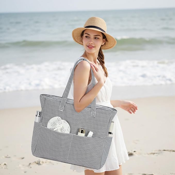 Bluboon Waterproof Beach Tote Pool Bags for Women Ladies Extra Large Carry On Bag With Wet Compartment for Weekender Travel