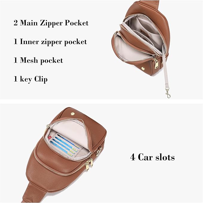 INICAT Crossbody Sling Bags Fanny Packs Valentine's Day Gifts Vegan Leather Travel Vacation Essentials Purses Women