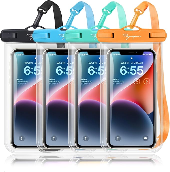 Waterproof Phone Pouch Bag - 7.5in Water Proof Cell Phone Case for Beach Travel Must Haves, Waterproof Phone Holder with Lanyard for iPhone 16 15 Pro Max Galaxy S24+ S23 Pixel 8a, Cruise Essentials